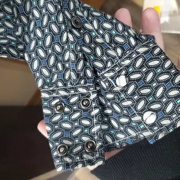 Cinch modern fit pearlsnap up western shirt black and turquoise - Picture 4 of 7